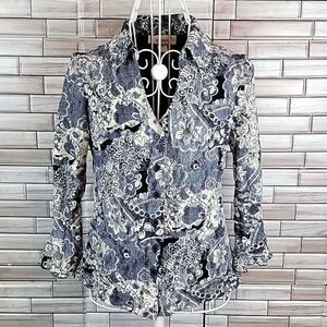 Dress Barn lace button down top Size M